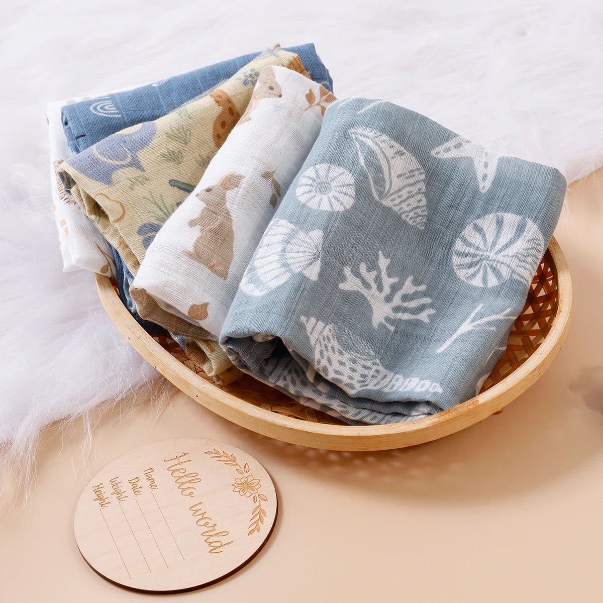 Kit de fraldas estampadas -5 peças
