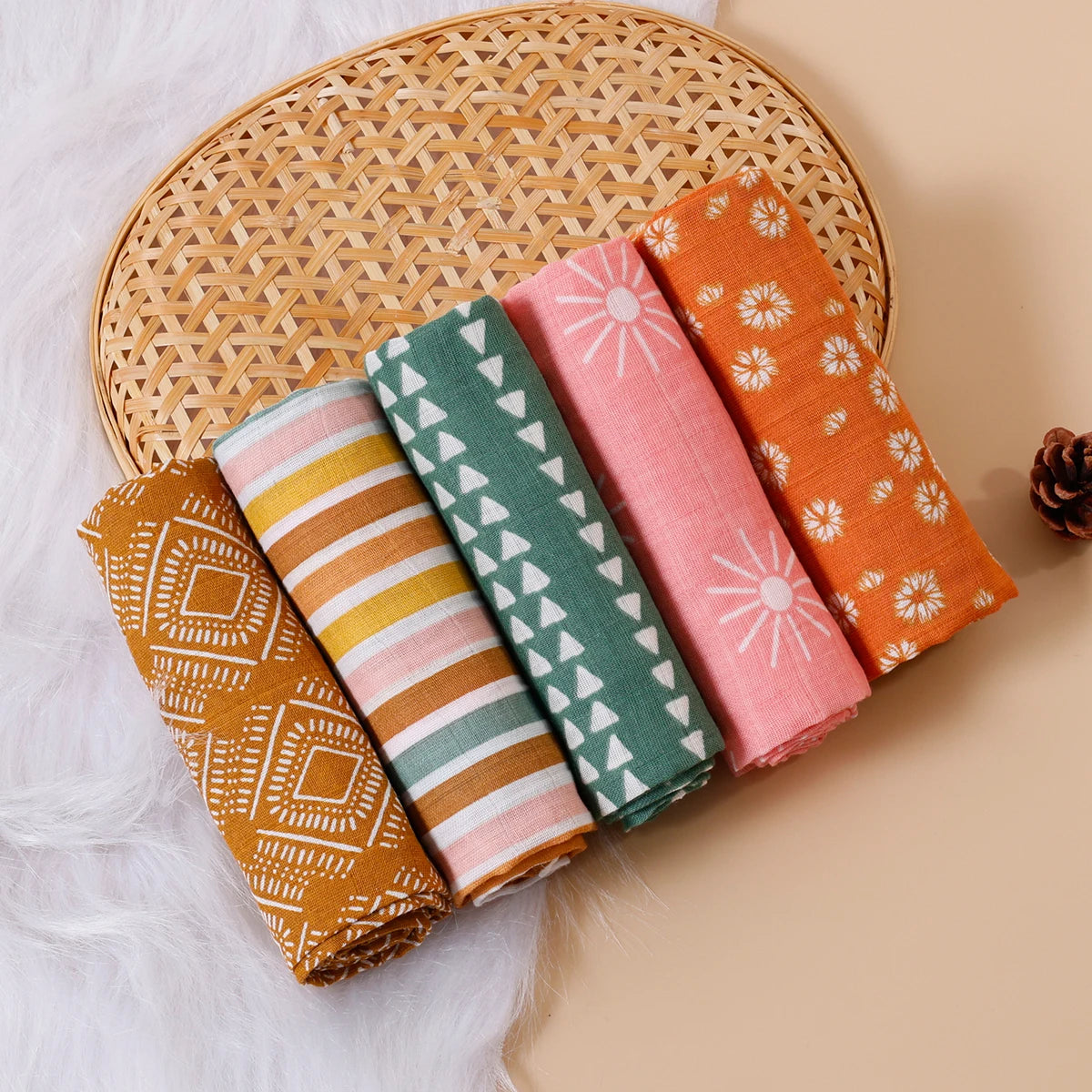Kit de fraldas estampadas -5 peças