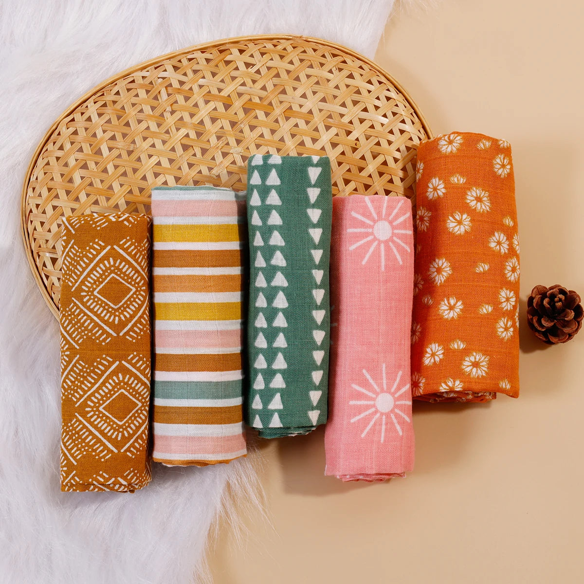 Kit de fraldas estampadas -5 peças