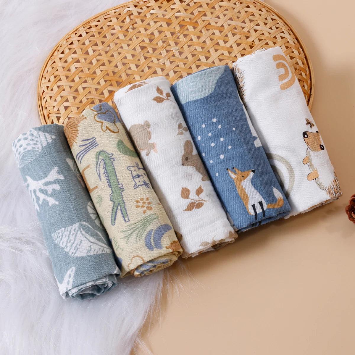 Kit de fraldas estampadas -5 peças