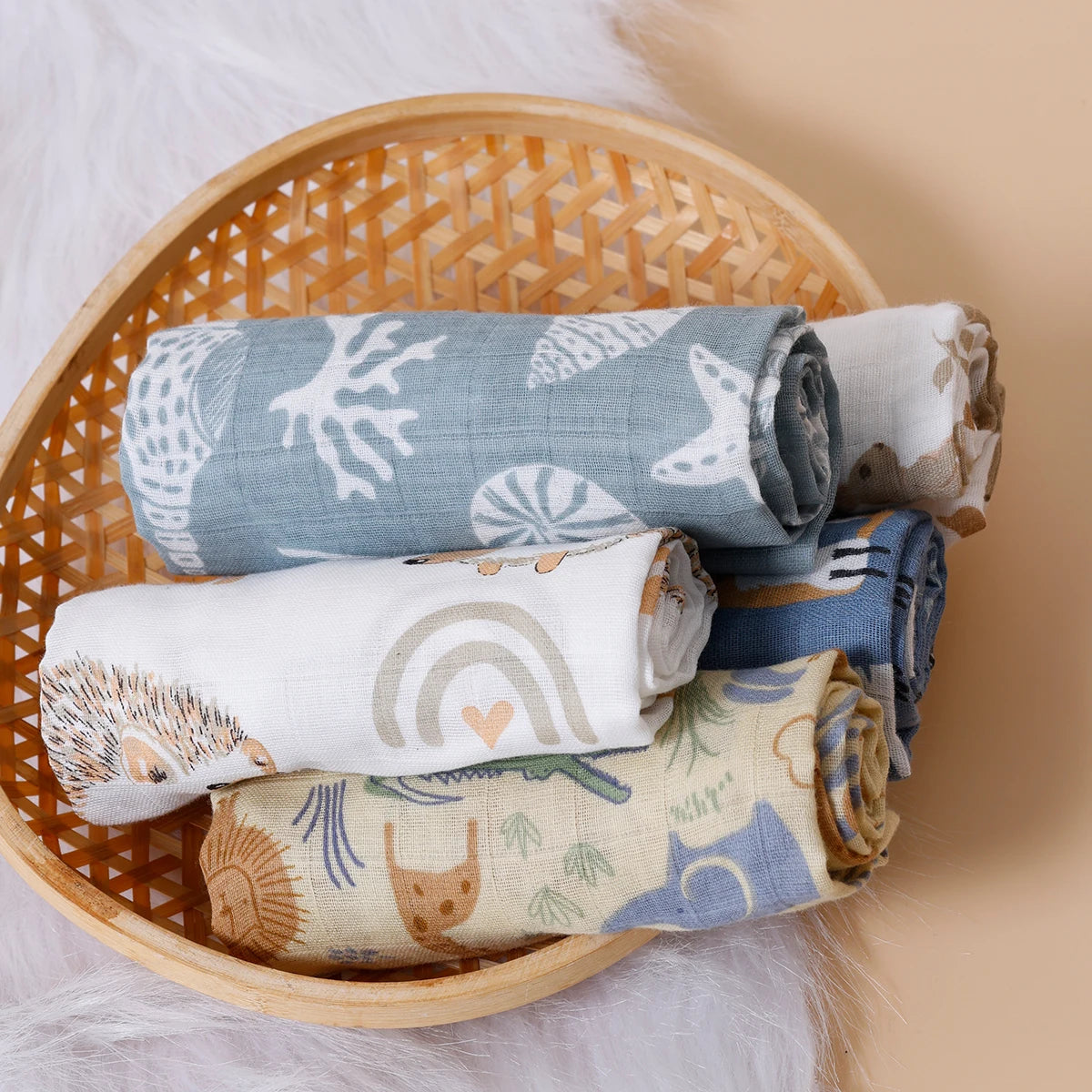 Kit de fraldas estampadas -5 peças
