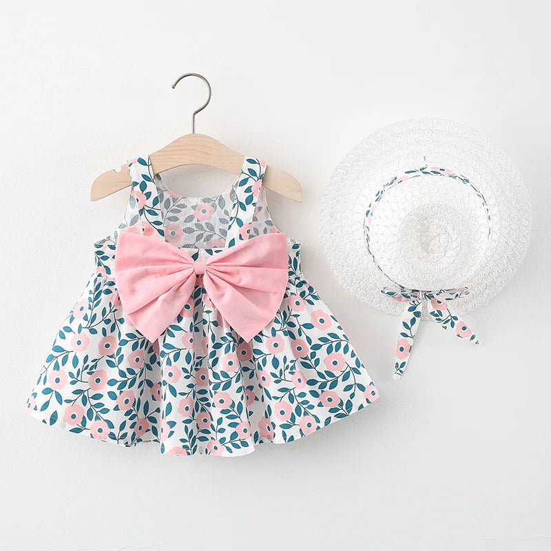 Vestido azul com laço