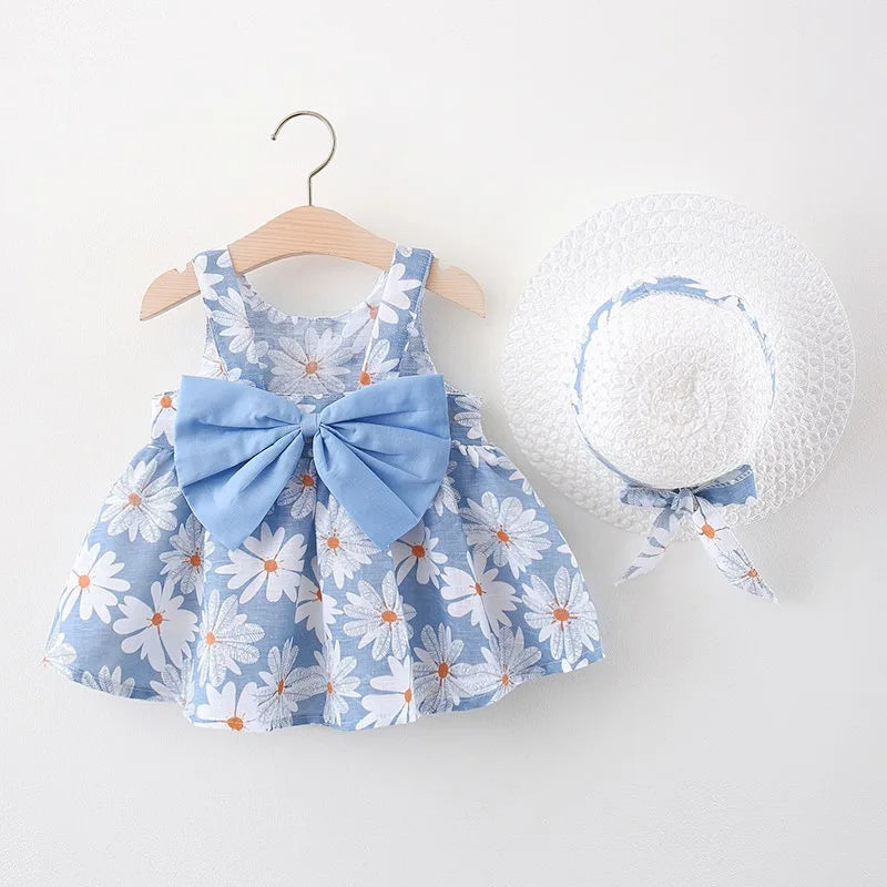 Vestido azul com laço