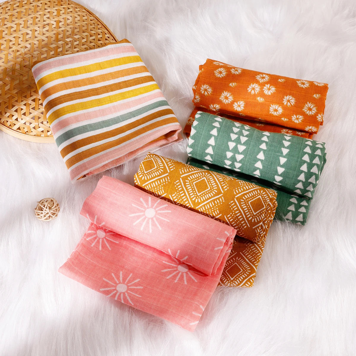 Kit de fraldas estampadas -5 peças