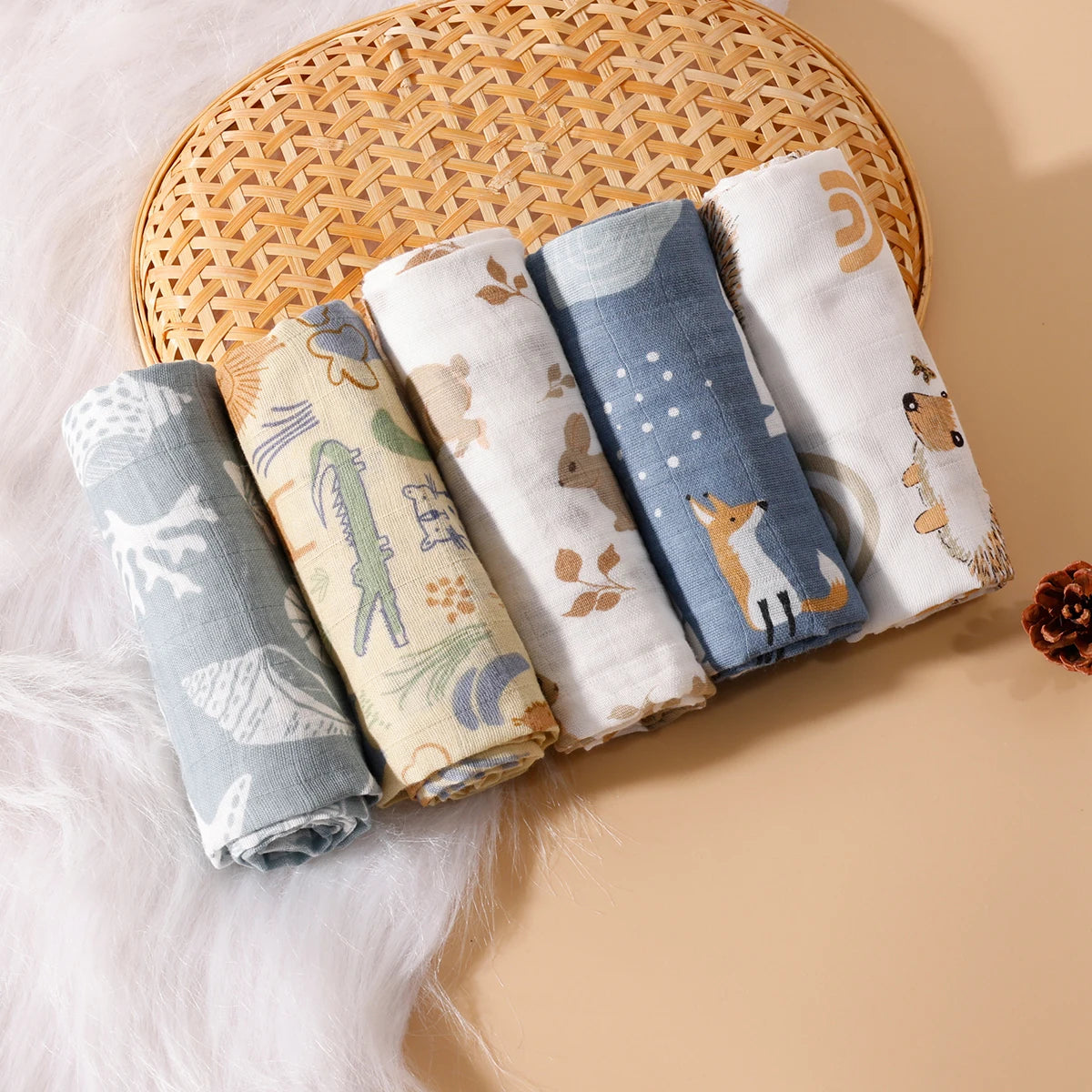 Kit de fraldas estampadas -5 peças