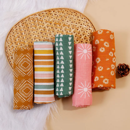 Kit de fraldas estampadas -5 peças