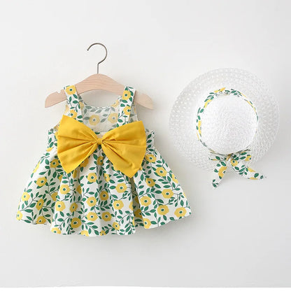 Vestido azul com laço