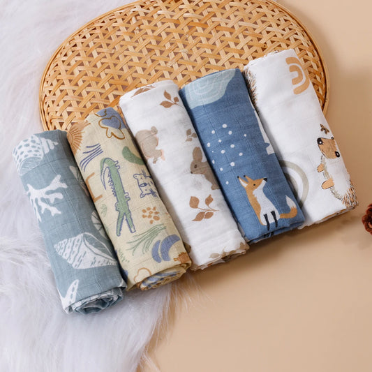 Kit de fraldas estampadas -5 peças