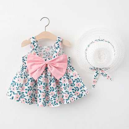 Vestido azul com laço